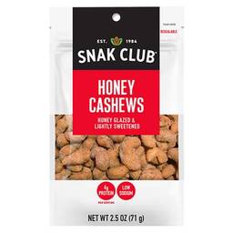 Snak Club Honey Cashews - 2.5 oz Bag/Single