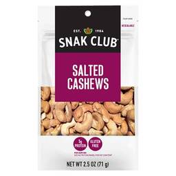 Snak Club Salted Cashews - 2.5 oz Bag/Single