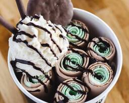 Chocolate and Mint Double Roll Ice Cream