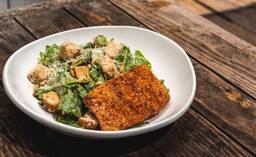 Blackened Salmon Kale Caesar